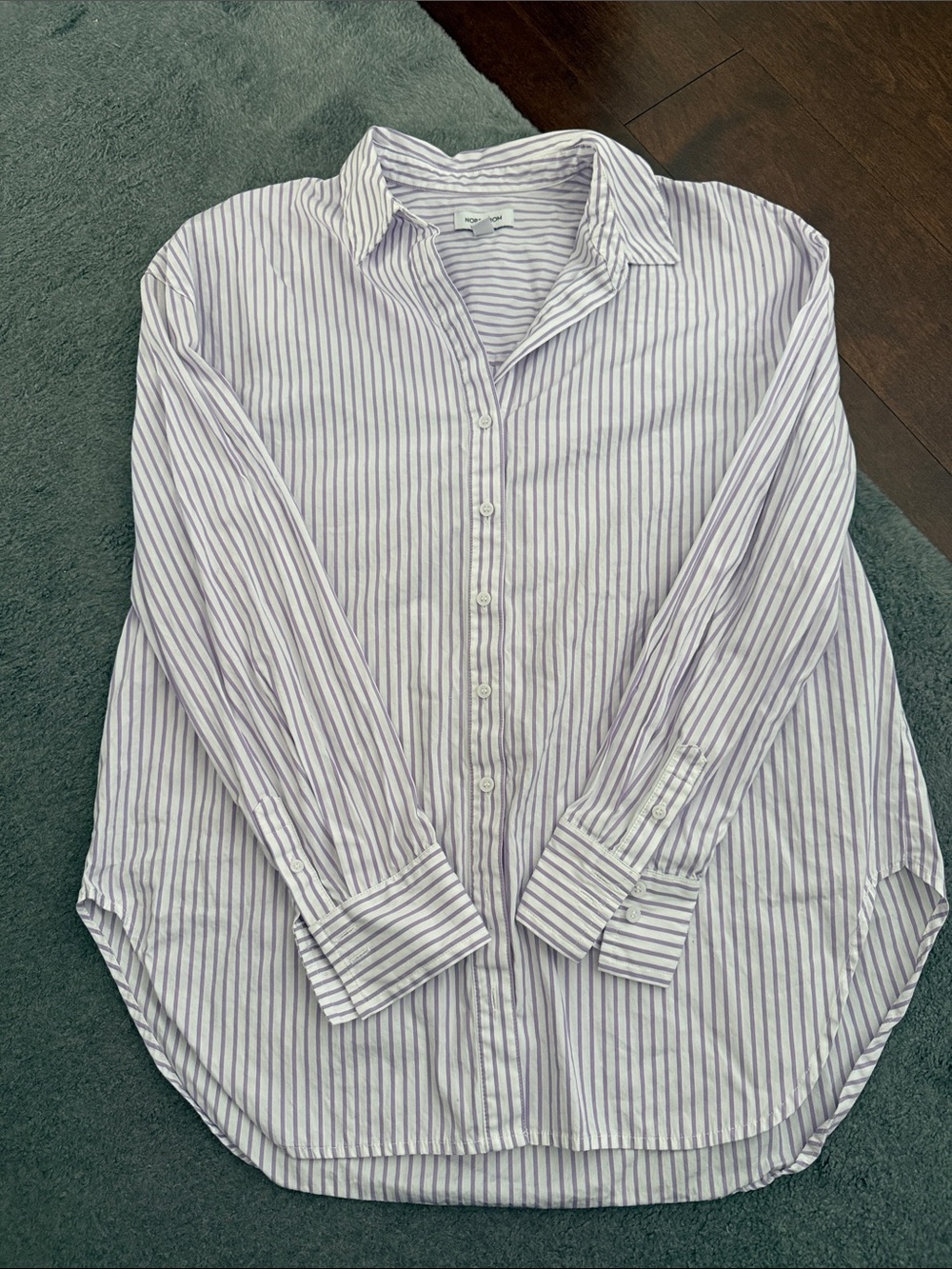 Nordstrom Light Purple & White Striped Button-Down Shirt